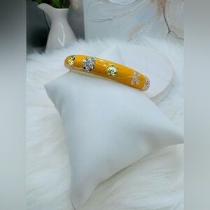 Orange Flower Enamel Cloisonne Bracelet Bangle Thick Style
